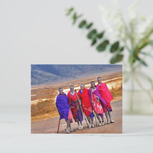 Maasai Mannen Briefkaart (Staand voorkant)