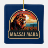 Maasai Mara Nationaal Reservaat Leeuw Reiskunst Keramisch Ornament (Achterkant)