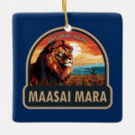 Maasai Mara Nationaal Reservaat Leeuw Reiskunst Keramisch Ornament<br><div class="desc">Maasai Mara vector artwork ontwerp. Maasai Mara National Reserve is een gebied van beschermde savanne-wildernis in zuidwestelijk Kenia,  langs de Tanzaniaanse grens. De dieren zijn leeuwen,  jachtluipaarden,  olifanten,  zebra's en nijlpaarden.</div>