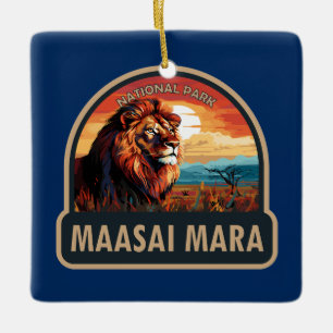 Maasai Mara Nationaal Reservaat Leeuw Reiskunst Keramisch Ornament