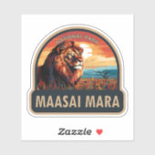 Maasai Mara Nationaal Reservaat Leeuw Reiskunst Sticker (Vel)