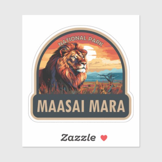 Maasai Mara Nationaal Reservaat Leeuw Reiskunst Sticker (Vel)