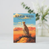Maasai Mara National Reserve Cheetah Travel Art Briefkaart (Staand voorkant)