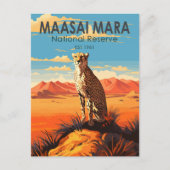 Maasai Mara National Reserve Cheetah Travel Art Briefkaart (Voorkant)