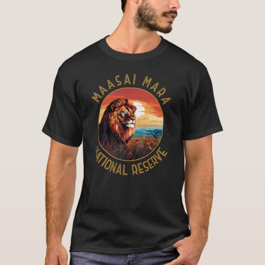 Maasai Mara Nationale Reserve Leeuw Retro Noodlijd T-shirt (Voorkant)