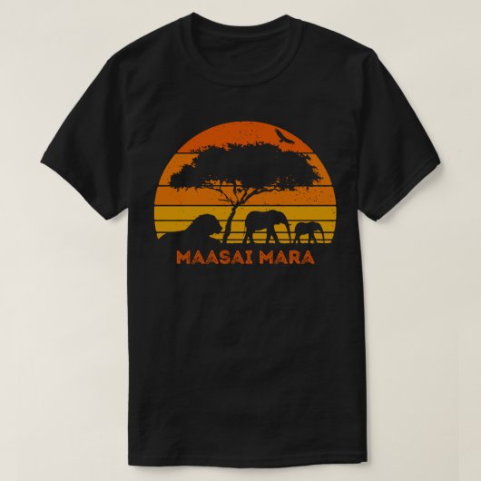Maasai Mara Safari Elephant Lion Sunset Kenia Safa T-shirt (Design voorkant)