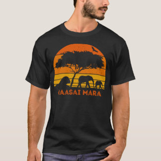Maasai Mara Safari Elephant Lion Sunset Kenia Safa T-shirt