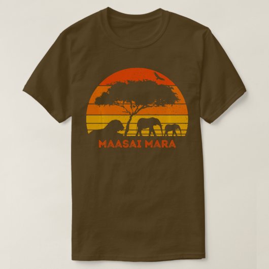 Maasai Mara Safari Elephant Lion Sunset Kenia Safa T-shirt (Design voorkant)