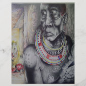 Maasai moeder en kind met Leeuw Art Print (Voorkant)
