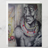Maasai moeder en kind met Leeuw Art Print (Voorkant / Achterkant)