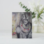 Maasai moeder en kind met Lion Art Print/Graphi Briefkaart (Staand voorkant)