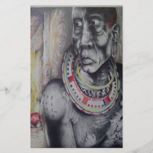 Maasai moeder en kind met Lion Art Print/Graphi Briefpapier