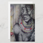 Maasai moeder en kind met Lion Art Print/Graphi Briefpapier (Voorkant / Achterkant)