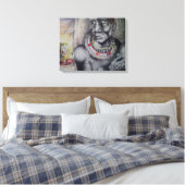 Maasai moeder en kind met Lion Art Print/Graphi Canvas Afdruk (Insitu (Slaapkamer))
