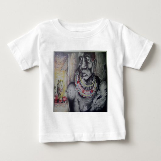 Maasai moeder en kind met Lion Art Print / Graphic (Voorkant)