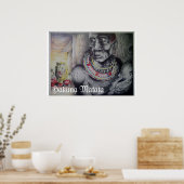 Maasai moeder en kind met Lion Art Print / Graphic (Keuken)