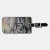 Maasai moeder en kind met Lion Art Print / Graphic Bagagelabel (Voorkant horizontaal)