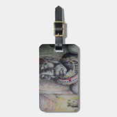Maasai moeder en kind met Lion Art Print / Graphic Bagagelabel (Voorkant verticaal)
