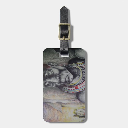 Maasai moeder en kind met Lion Art Print / Graphic Bagagelabel (Voorkant verticaal)