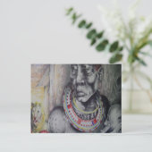 Maasai moeder en kind met Lion Art Print / Graphic Briefkaart (Staand voorkant)