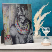 Maasai moeder en kind met Lion Art Print / Graphic Fotoplaat (Zijkant)