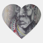 Maasai moeder en kind met Lion Art Print / Graphic Hart Sticker (Voorkant)