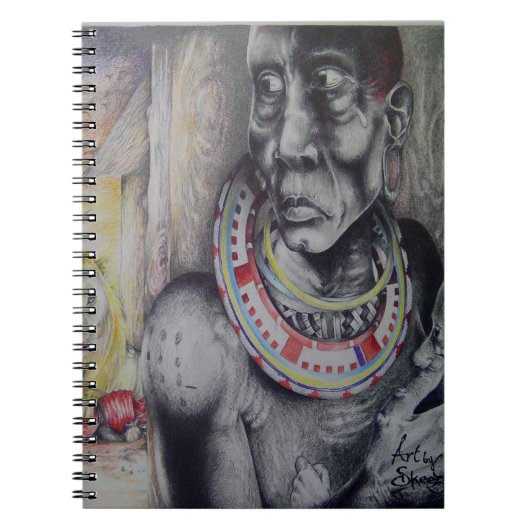 Maasai moeder en kind met Lion Art Print / Graphic Notitieboek (Voorkant)