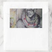 Maasai moeder en kind met Lion Art Print / Graphic Rechthoekige Sticker (Tas)