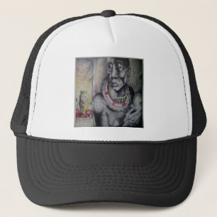 Maasai moeder en kind met Lion Art Print / Graphic Trucker Pet