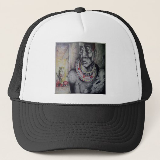 Maasai moeder en kind met Lion Art Print / Graphic Trucker Pet (Voorkant)
