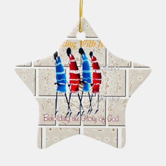 Maasai Morans Christelijke kunst Print Keramisch Ornament (Voorkant)