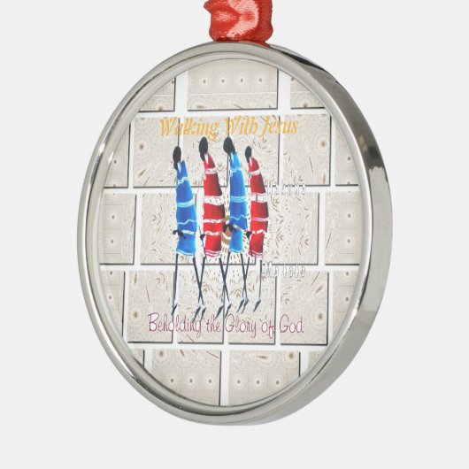 Maasai Morans Christelijke kunst Print Metalen Ornament (Links)