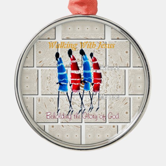 Maasai Morans Christelijke kunst Print Metalen Ornament (Voorkant)