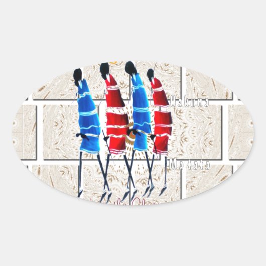 Maasai Morans Christelijke kunst Print Ovale Sticker (Voorkant)