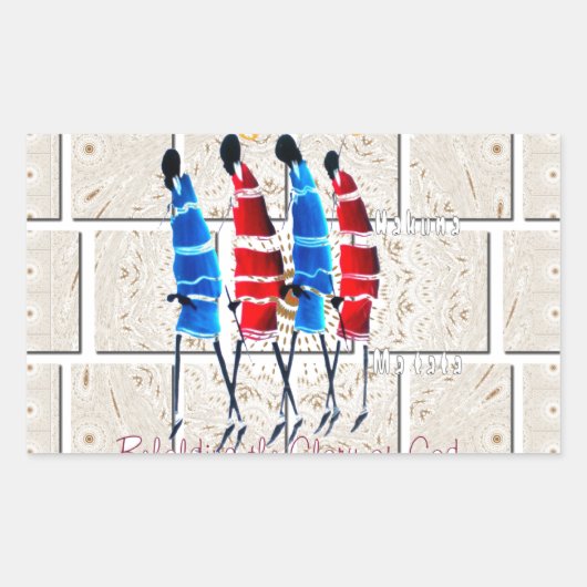Maasai Morans Christelijke kunst Print Rechthoekige Sticker (Voorkant)