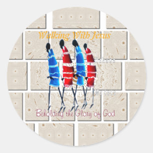 Maasai Morans Christelijke kunst Print Ronde Sticker