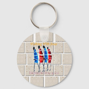Maasai Morans Christelijke kunst Print Sleutelhanger