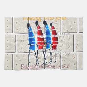 Maasai Morans Christelijke kunst Print Theedoek