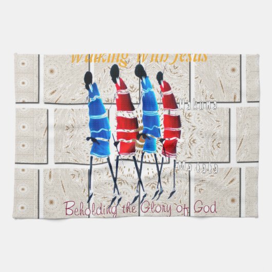 Maasai Morans Christelijke kunst Print Theedoek (Horizontaal)