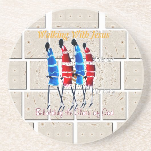 Maasai Morans Christelijke kunst Print Zandsteen Onderzetter (Voorkant)