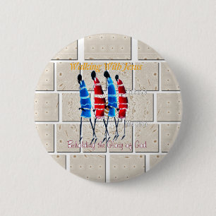 Maasai Morans Christelijke Kunstprint Ronde Button 5,7 Cm