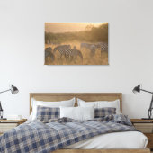 Maasai Morning Zebras Wrapped Canvas Print (Insitu (Slaapkamer))