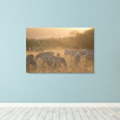Maasai Morning Zebras Wrapped Canvas Print (Insitu (Houten vloer))