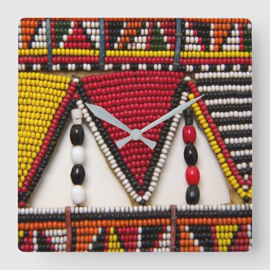 Maasai-stamkralenwerk Vierkante Klok (Voorkant)