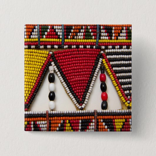 Maasai Tribal Beadwork Vierkante Button 5,1 Cm (Voorkant)