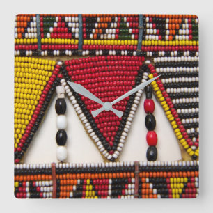 Maasai Tribal Beadwork Vierkante Klok