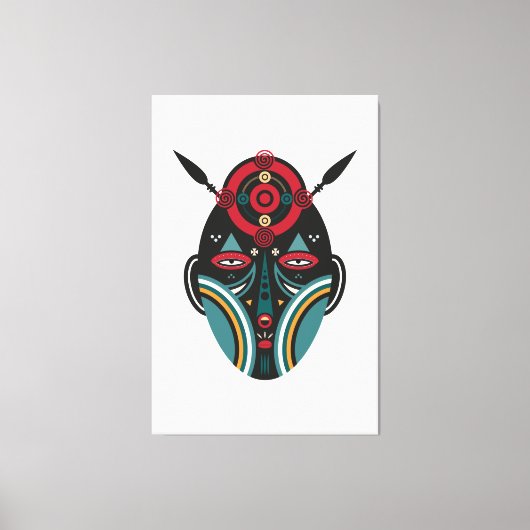 Maasai Tribal Mask Canvas Afdruk (Voorkant)