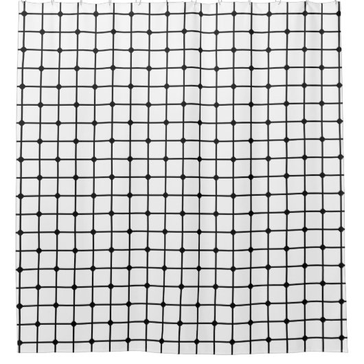 Maaspatroon monochroom geometrisch douchegordijn (Voorkant)