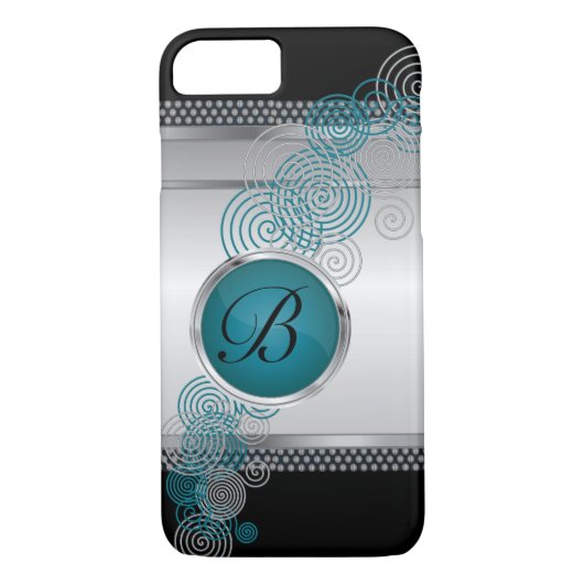 Maasstaal met circulaire zilver en geelbruin zwart Case-Mate iPhone case (Achterkant)