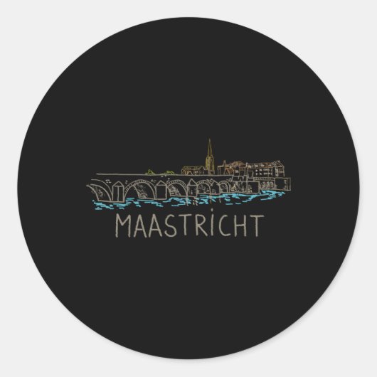 Maastricht Nederland Handgetekend Ronde Sticker (Voorkant)